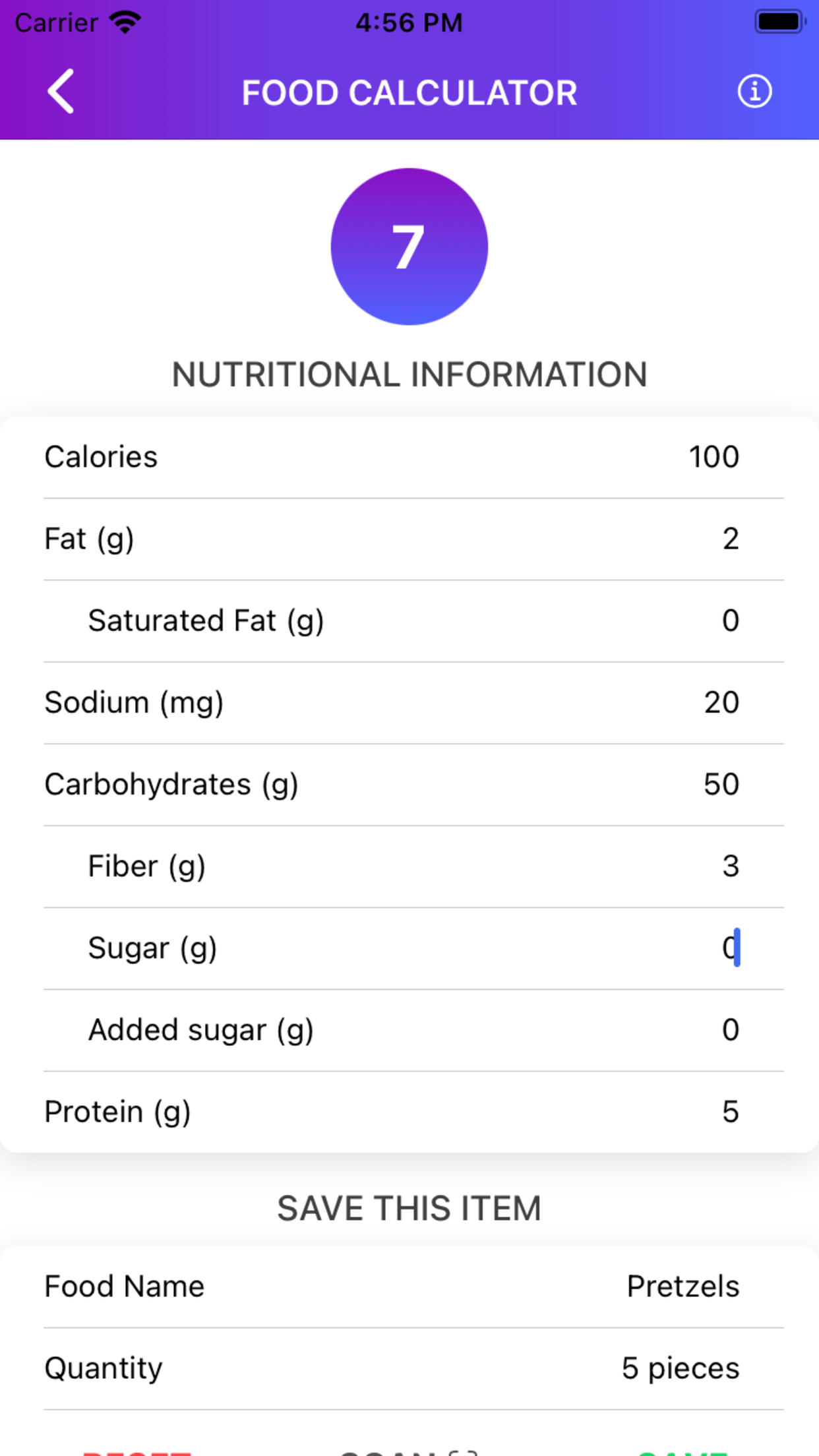 Weight Watchers Points Calculator